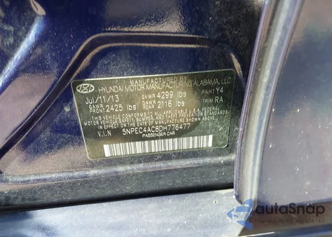 2013 Hyundai Sonata Se from USA, damaged, VIN 5NPEC4AC8DH776477